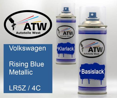 Volkswagen, Rising Blue Metallic, LR5Z / 4C: 400ml Sprühdose + 400ml Klarlack - Set, von ATW Autoteile West.